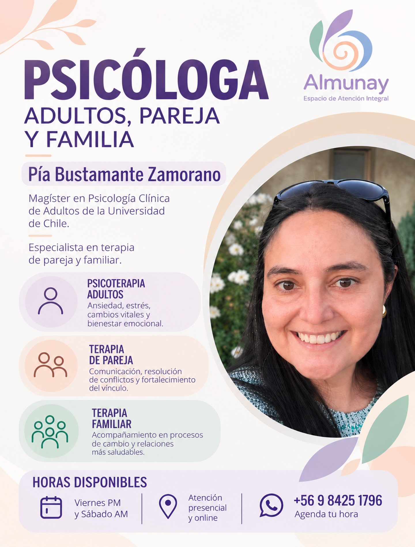 Photograph of Pía Bustamante Zamorano from the Espacio Almunay introduction post.